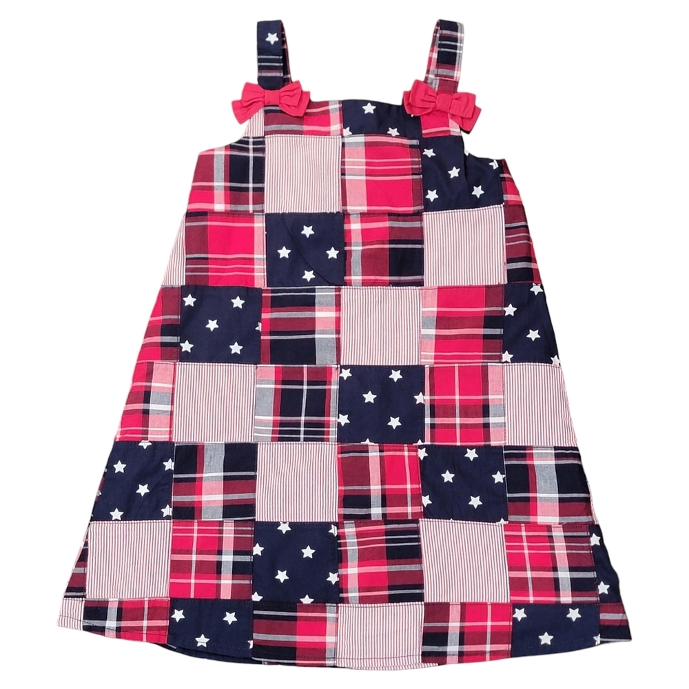 Gymboree 4th of July Red White Blue Patchwork Girl's Shift Dress Size 5T NWT